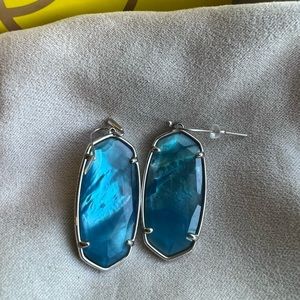 Elle Gold Drop Earrings in Blue Turquoise Opaque Glass
